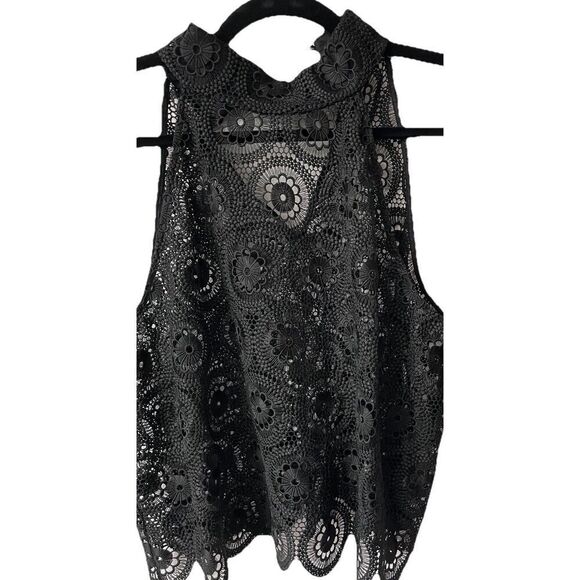 $122 AllSaints Lana Circle Lace Top in Black Women's size 10 US - Picture 4 of 5